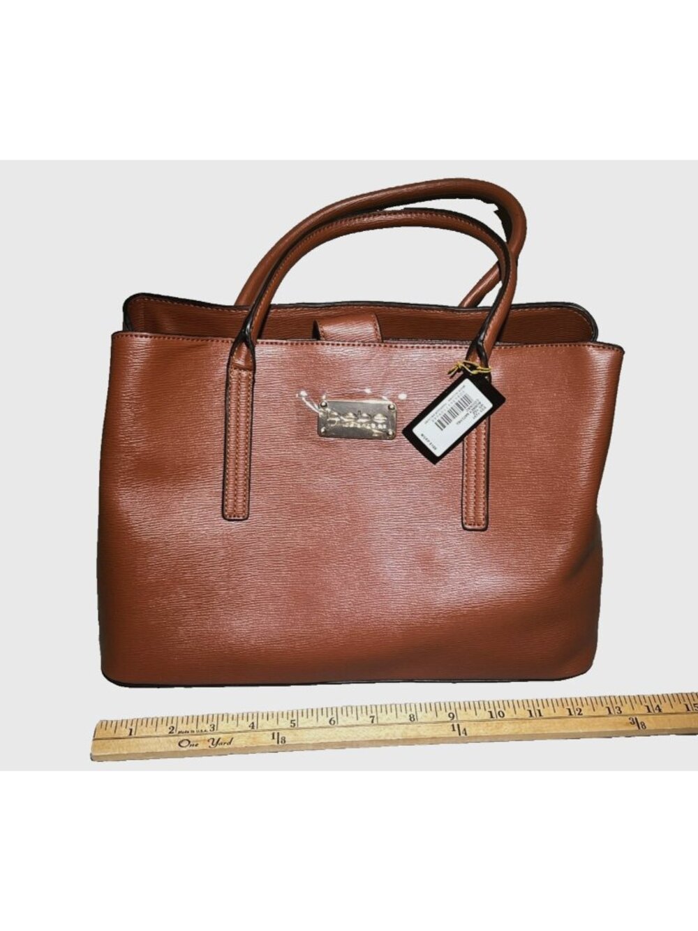 Bebe Aubrey Satchel Crossbody Purse Tote - COGNAC Brown